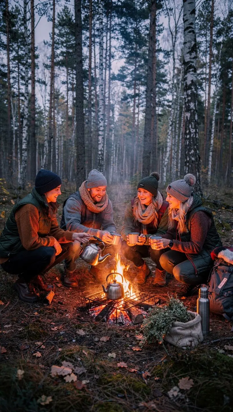 Autentiškas arbatos virimo procesas, kai verdama arbata su šviežiais žolelių ingredientais.