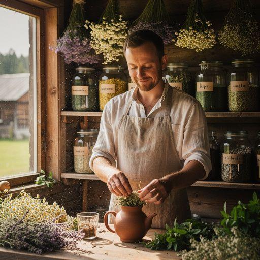Natūralūs botaniniai mišinių ingredientai, sudaryti iš Baltijos regiono augalų.
